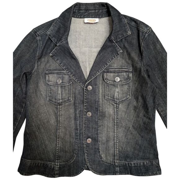 black size L v-neck denim  jean jacket - Picture 2 of 7